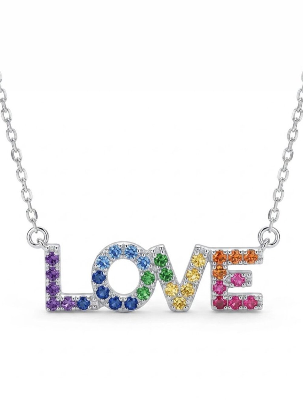 LOVE multicolor Gemstone Necklace, Charmed Aroma Rainbow Collection Pride